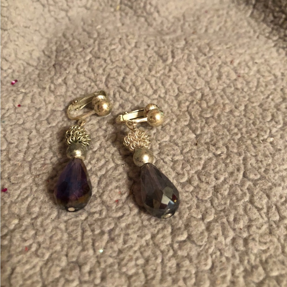 Elegant Gold and Purple Drop Earrings